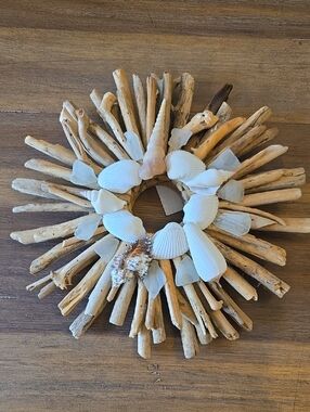 Driftwood, Shell And Sea Glass Small Wall Or Door Hanging.